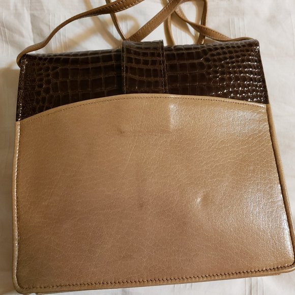 Barbara Miller Taupe and Brown Leather Purse - Picture 2 of 6